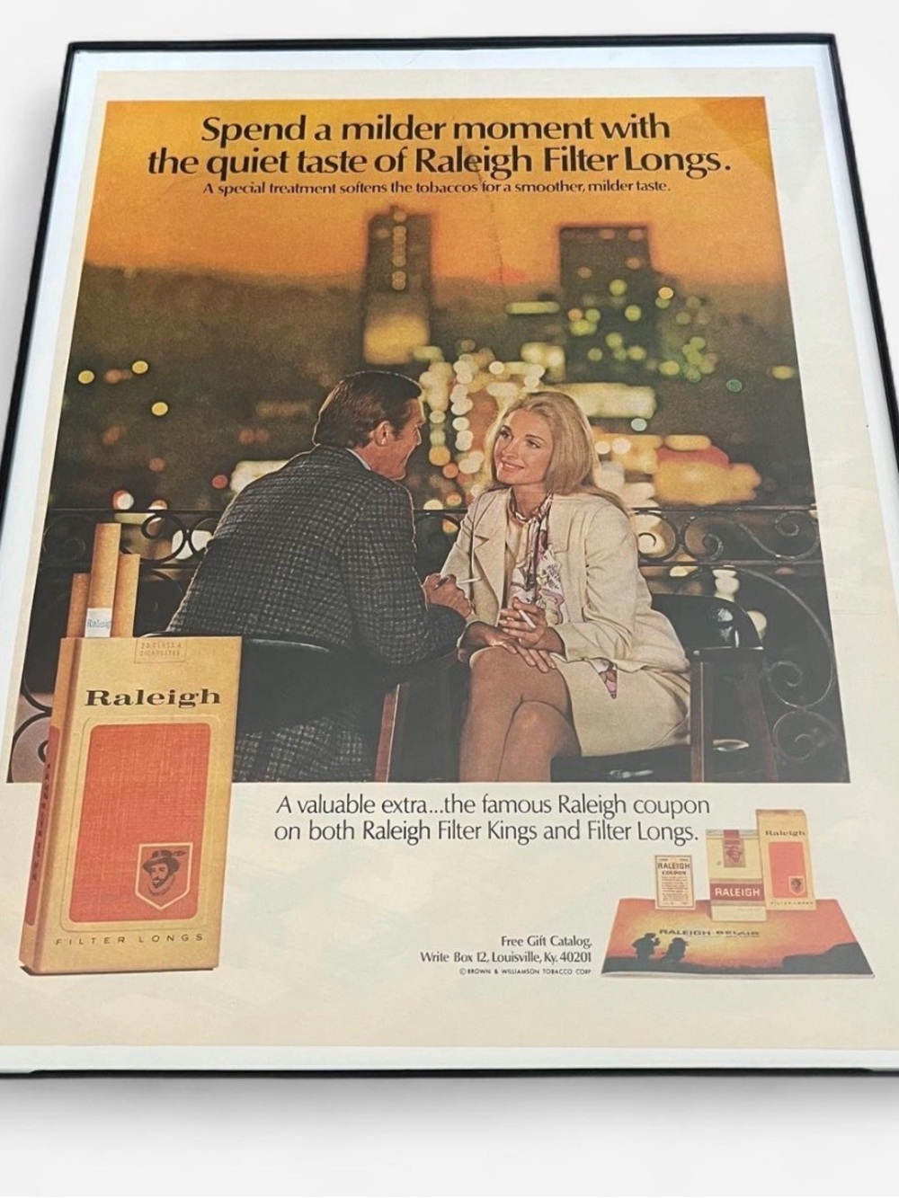 Vintage Raleigh Cigarettes Print Framed Size 11x14